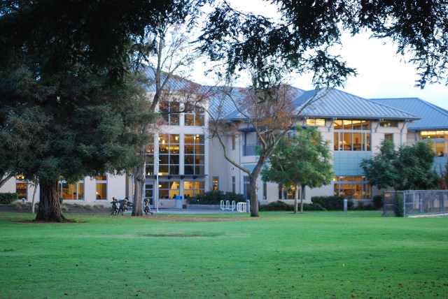 Back door of City of Santa Clara's Central Park Library